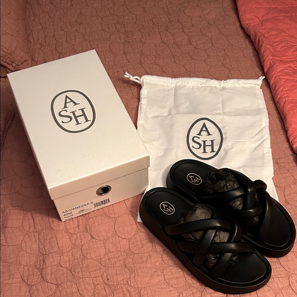 Ash Black Braided Slide Sandals
